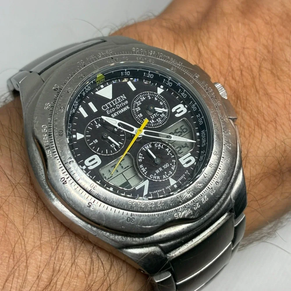 Citizen Skyhawk C651 Eco-Drive Solar Mens Watch - NEW CAPACITOR & CRYSTAL!